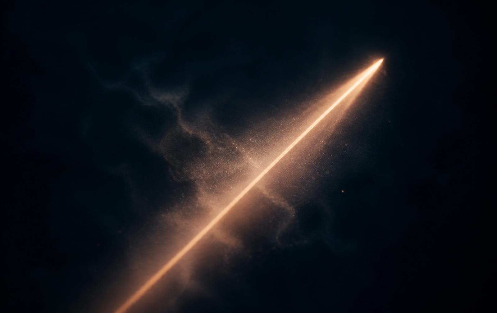 A narrow beam of light cuts through deep darkness — an image of clear direction amid uncertainty.